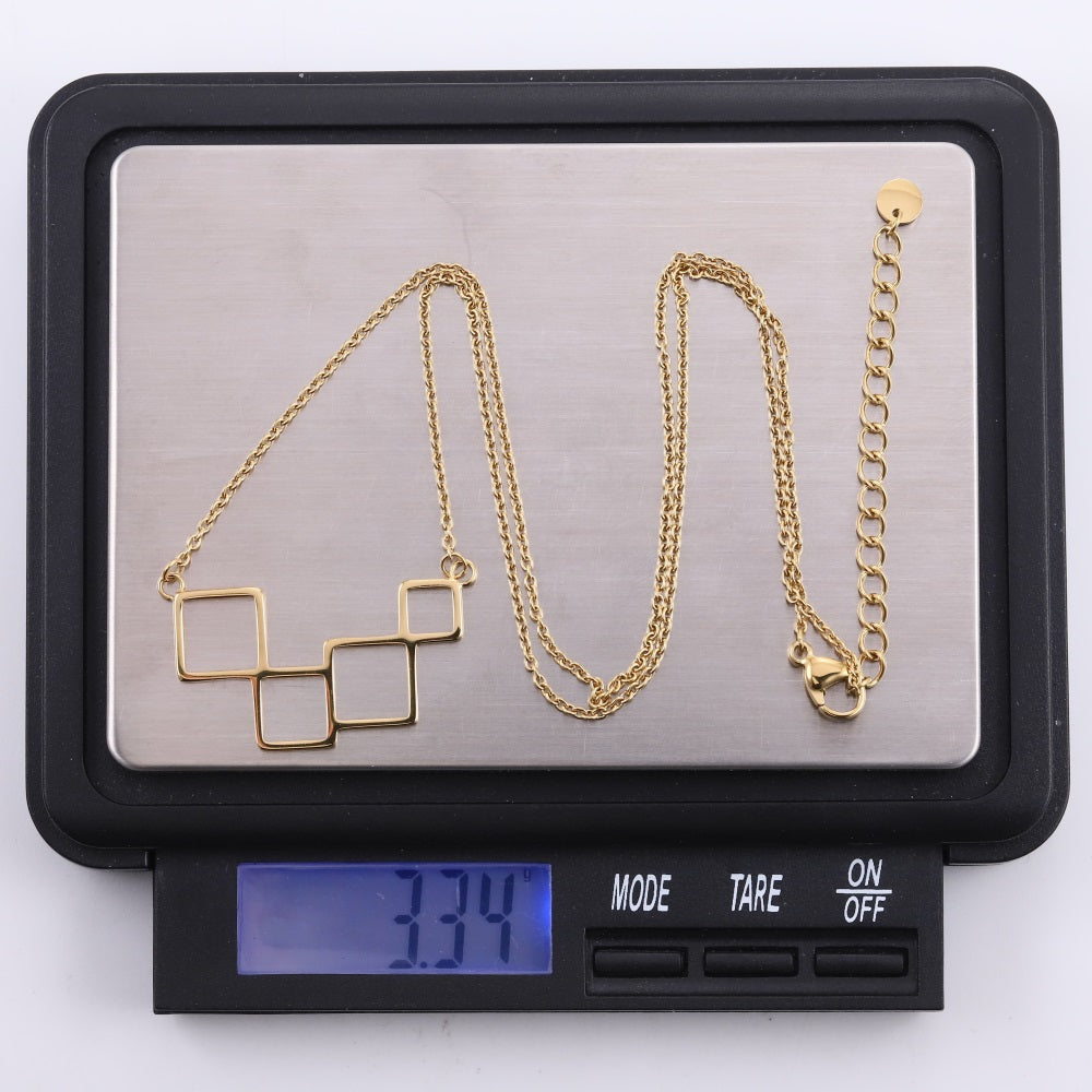 NSS1058 STAINLESS STEEL NECKLACE WITH GEOMETRIC DESIGN