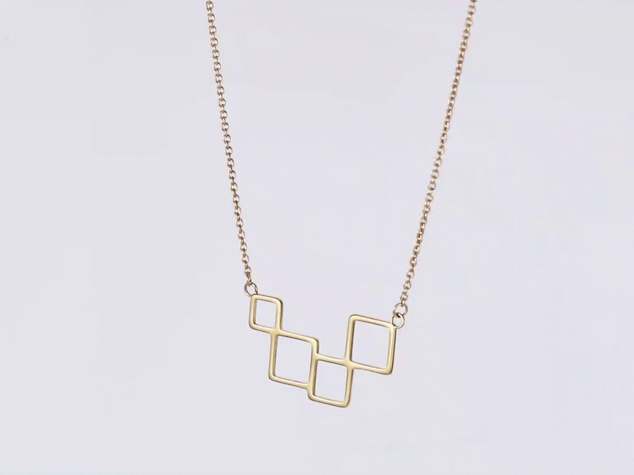 NSS1058 STAINLESS STEEL NECKLACE WITH GEOMETRIC DESIGN
