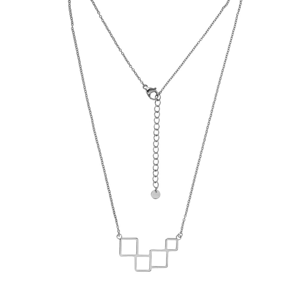 NSS1058 STAINLESS STEEL NECKLACE WITH GEOMETRIC DESIGN