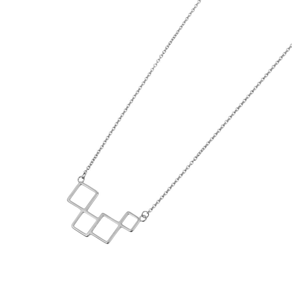 NSS1058 STAINLESS STEEL NECKLACE WITH GEOMETRIC DESIGN