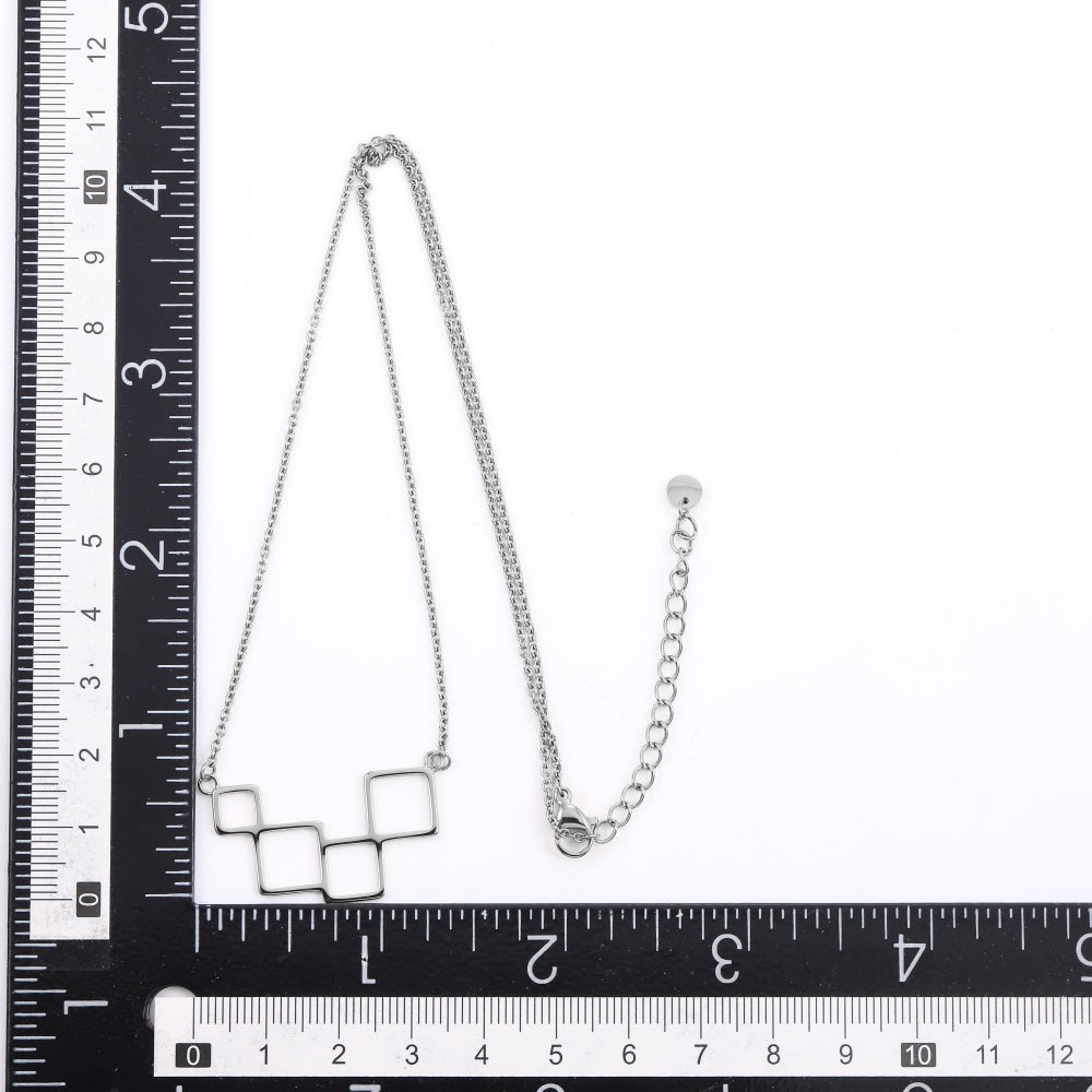 NSS1058 STAINLESS STEEL NECKLACE WITH GEOMETRIC DESIGN