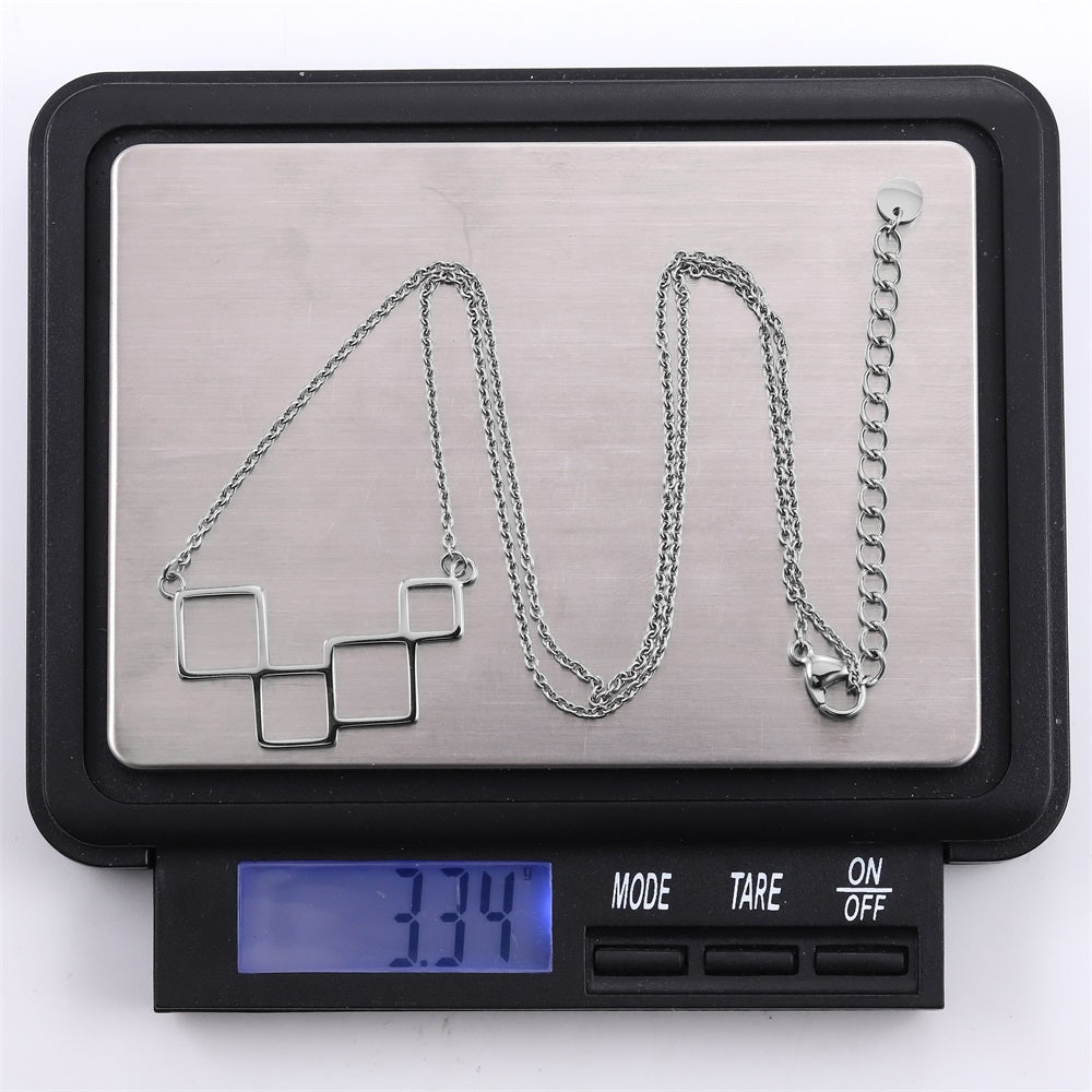NSS1058 STAINLESS STEEL NECKLACE WITH GEOMETRIC DESIGN