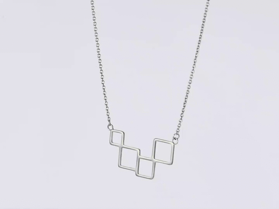 NSS1058 STAINLESS STEEL NECKLACE WITH GEOMETRIC DESIGN