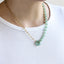 AAB natural stone necklace with green aventurine and glass beads, modern stainless steel jewelry, OEM ODM custom manufacturer.