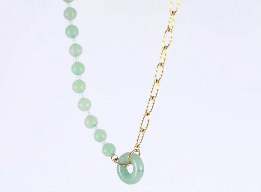 NSS1059 STAINLESS STEEL NECKLACE WITH NATURAL STONE