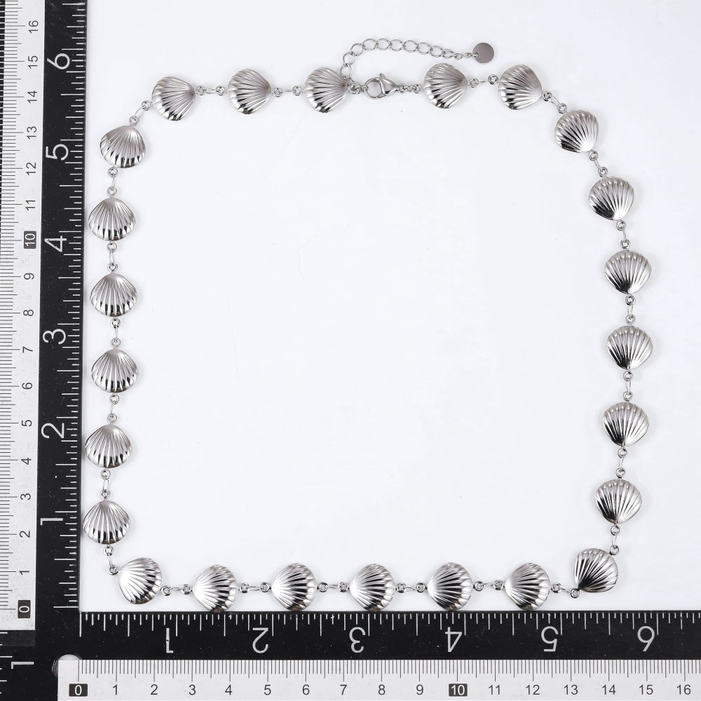 NSS1069 STAINLESS STEEL SCALLOP SHELL NECKLACE