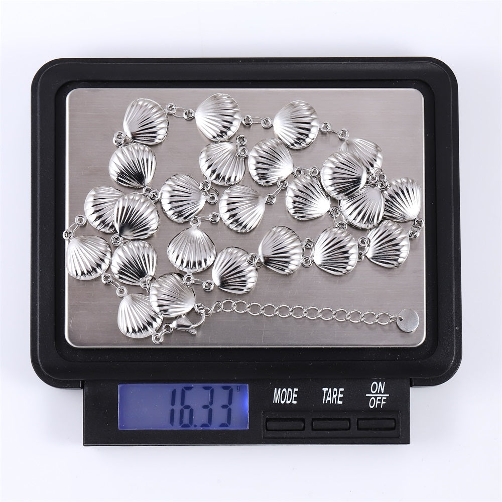 NSS1069 STAINLESS STEEL SCALLOP SHELL NECKLACE