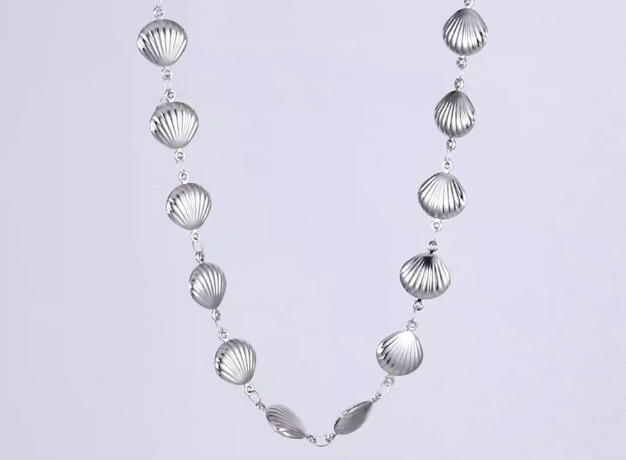 NSS1069 STAINLESS STEEL SCALLOP SHELL NECKLACE