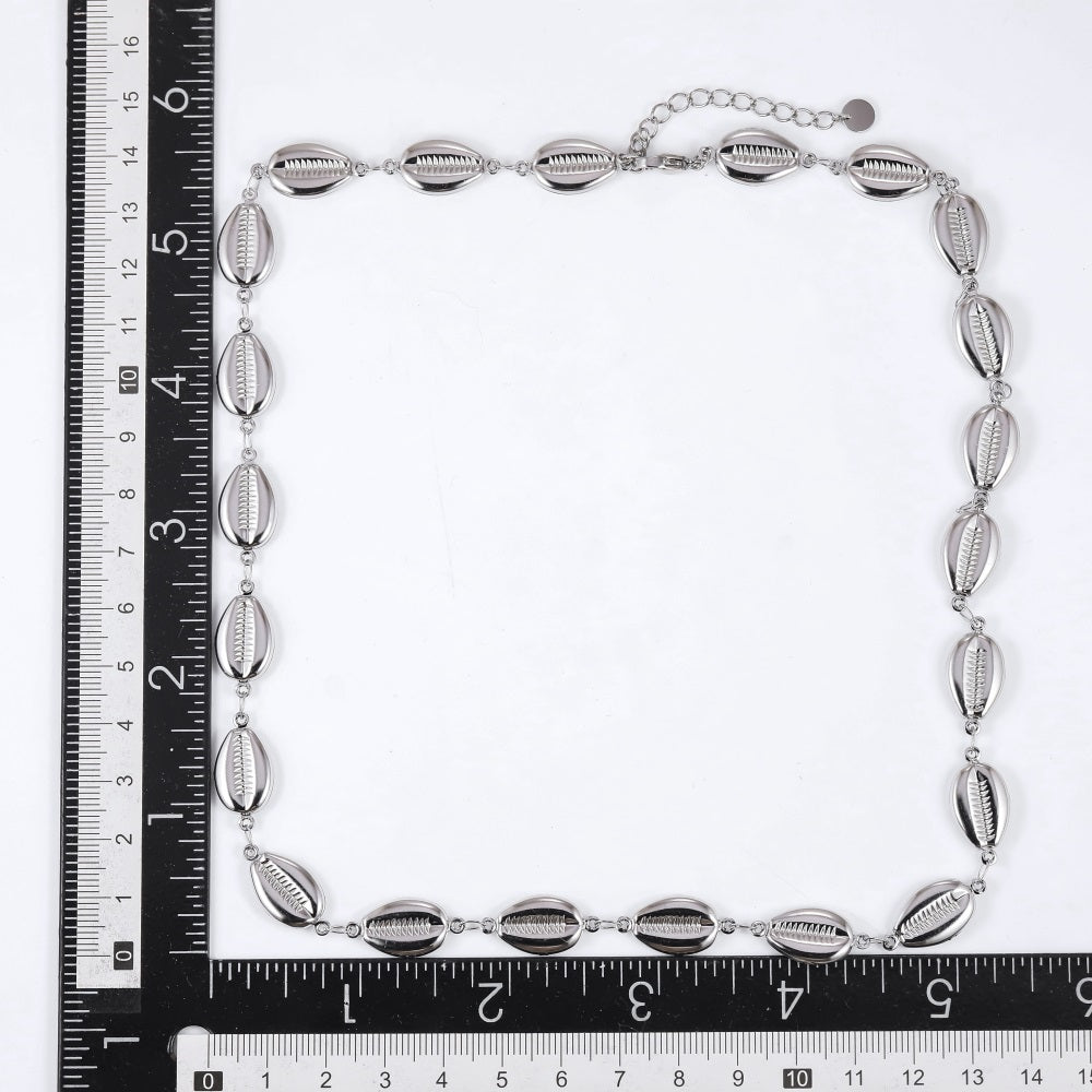 NSS1073 STAINLESS STEEL COWRIE SHELL NECKLACE