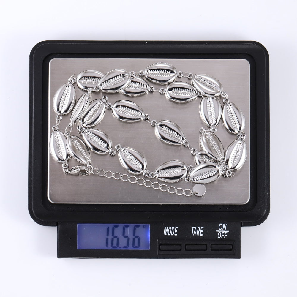 NSS1073 STAINLESS STEEL COWRIE SHELL NECKLACE