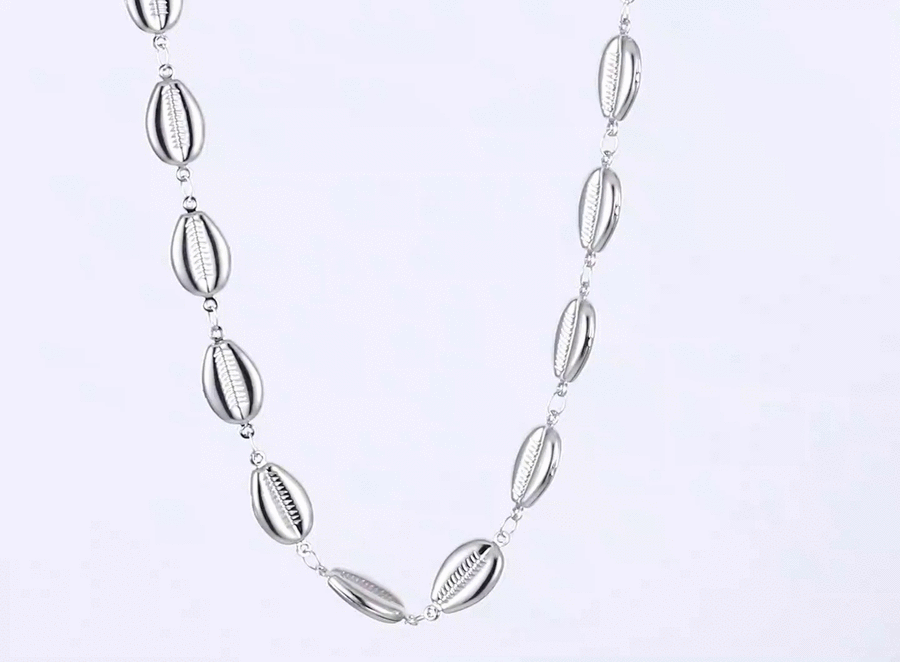 NSS1073 STAINLESS STEEL COWRIE SHELL NECKLACE