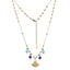 NSS1076 STAINLESS STEEL NECKLACE WITH LEAF CHARM AND BEADS
