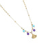 NSS1076 STAINLESS STEEL NECKLACE WITH LEAF CHARM AND BEADS