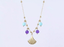 NSS1076 STAINLESS STEEL NECKLACE WITH LEAF CHARM AND BEADS
