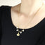 NSS1076 STAINLESS STEEL NECKLACE WITH LEAF CHARM AND BEADS