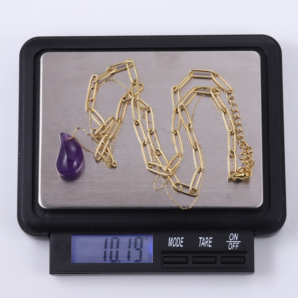 NSS1081 STAINLESS STEEL MULTI CHAIN NECKLACE WITH NATURAL STONE