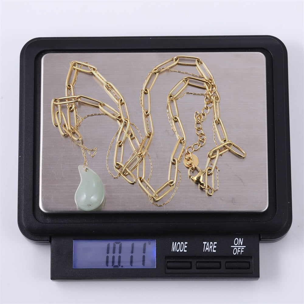 NSS1081 STAINLESS STEEL MULTI CHAIN NECKLACE WITH NATURAL STONE