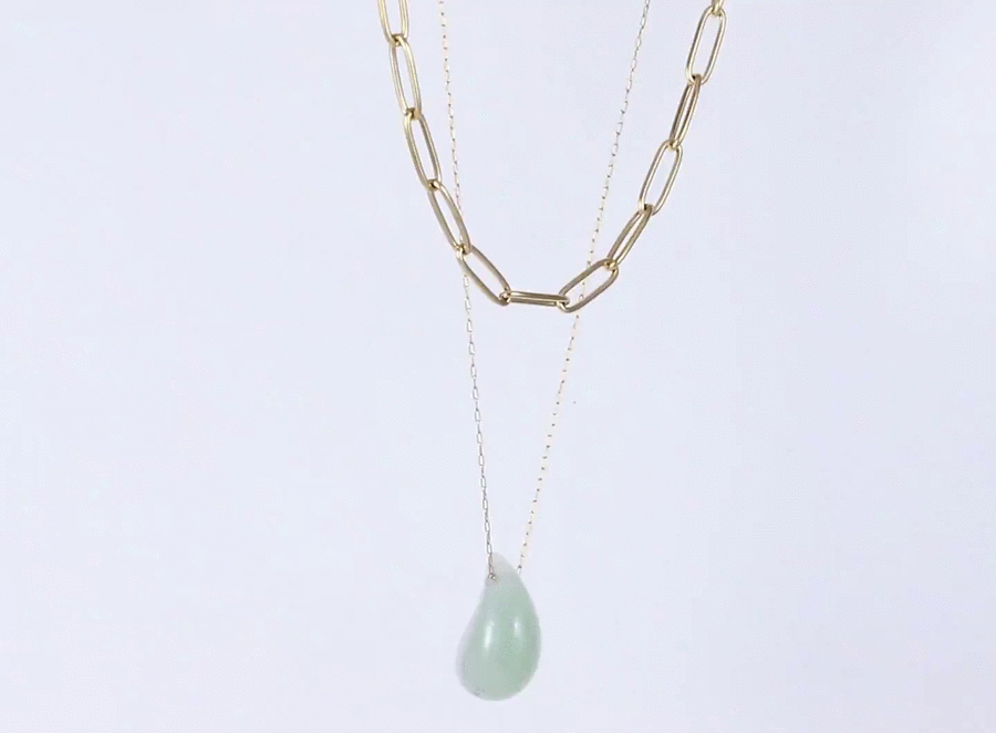 NSS1081 STAINLESS STEEL MULTI CHAIN NECKLACE WITH NATURAL STONE