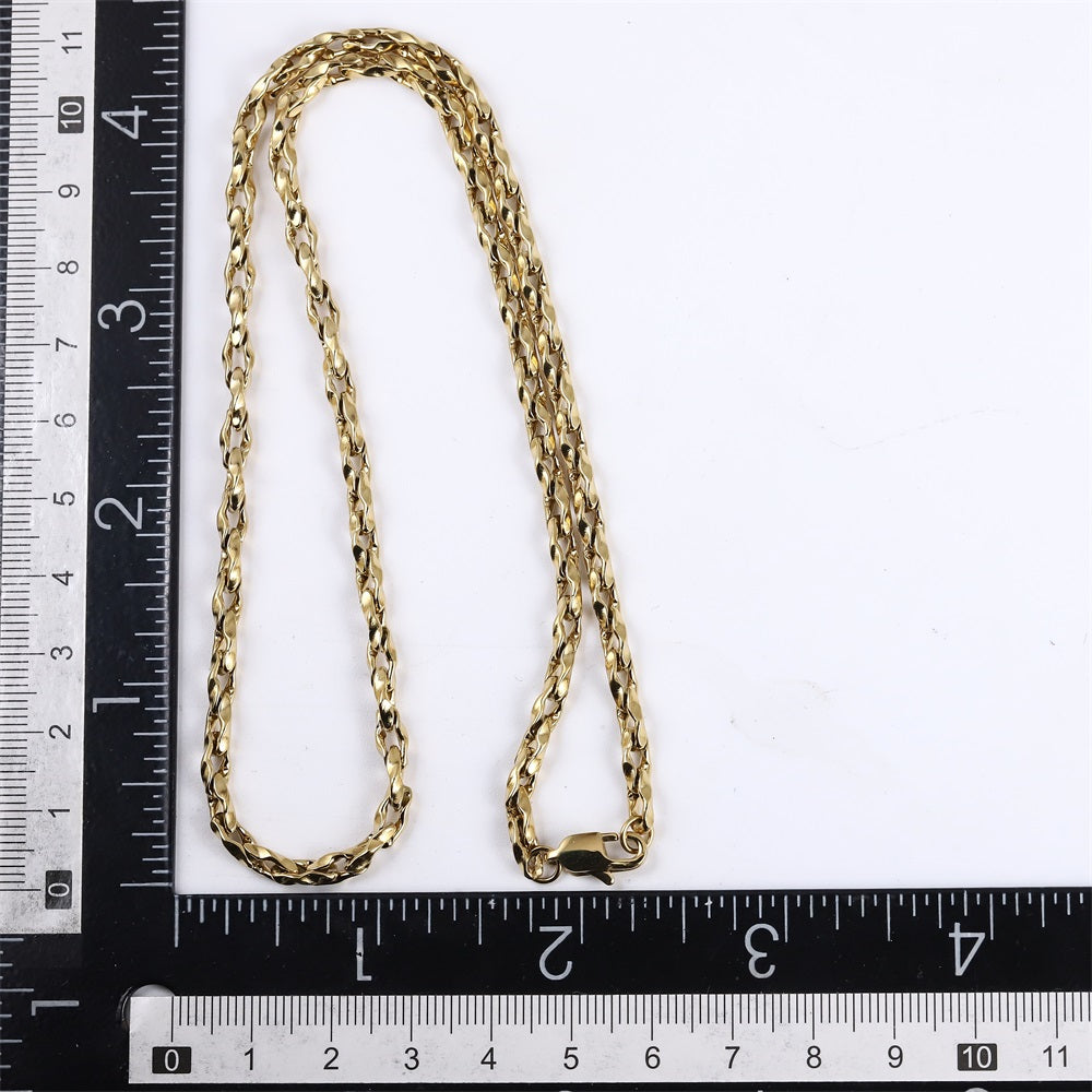 NSS1106 STAINLESS STEEL ORGANIC OVAL SHAPE CHAIN NECKLACE