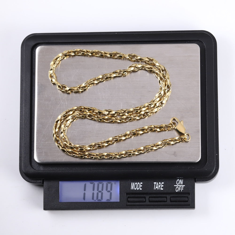 NSS1106 STAINLESS STEEL ORGANIC OVAL SHAPE CHAIN NECKLACE