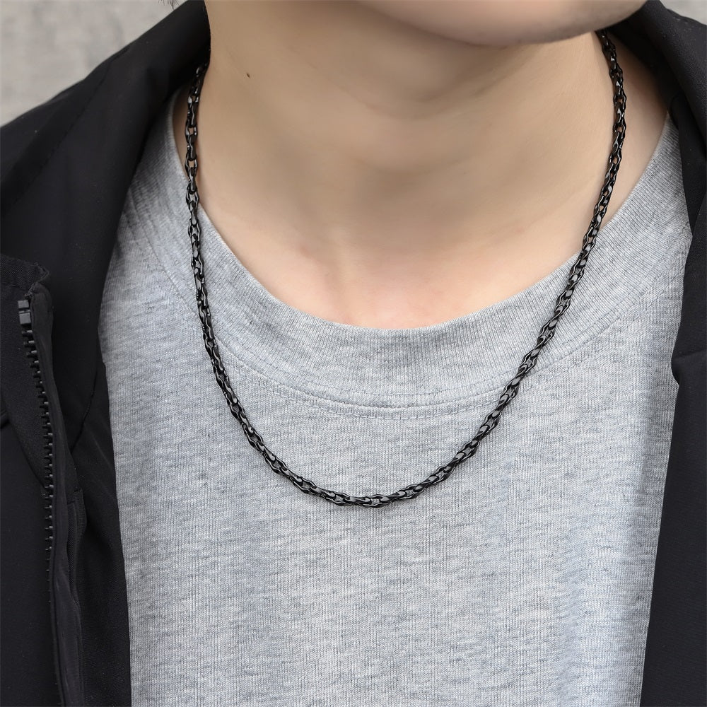 NSS1106 STAINLESS STEEL ORGANIC OVAL SHAPE CHAIN NECKLACE