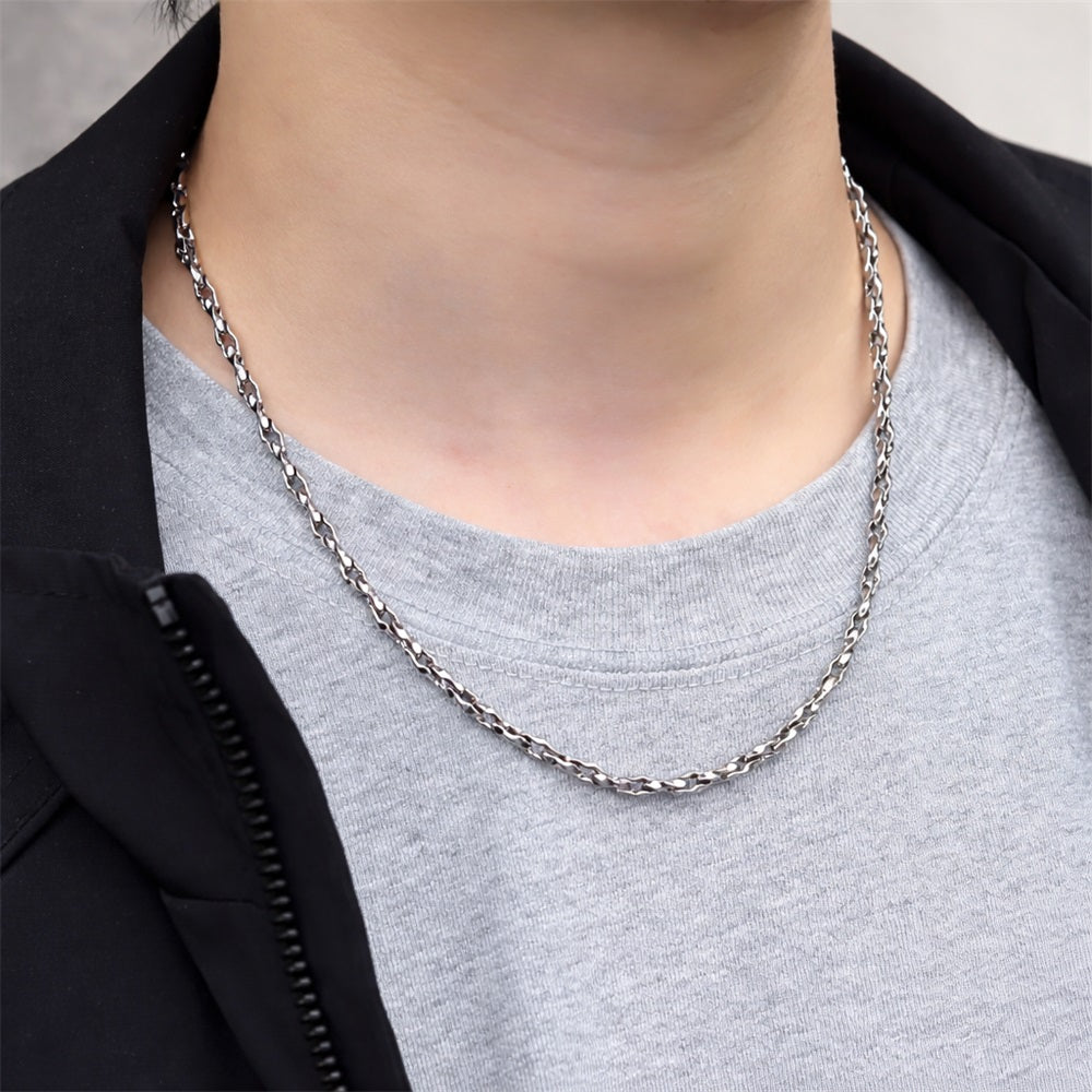 NSS1106 STAINLESS STEEL ORGANIC OVAL SHAPE CHAIN NECKLACE