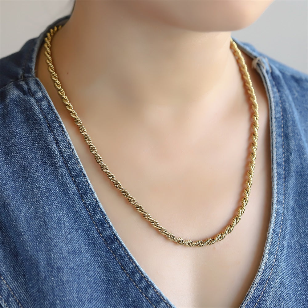 NSS1124 STAINLESS STEEL SLIM ROPE CHAIN NECKLACE