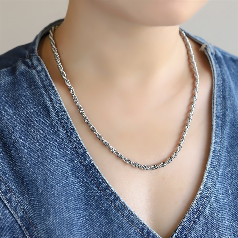 NSS1124 STAINLESS STEEL SLIM ROPE CHAIN NECKLACE