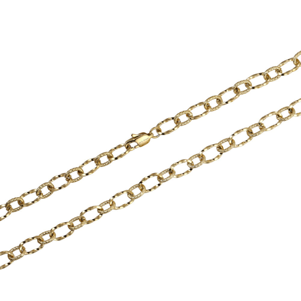 NSS1125 STAINLESS STEEL TWISTED OVAL CHAIN NECKLACE
