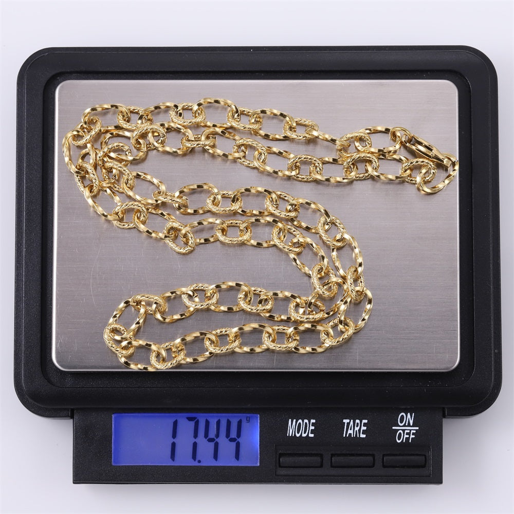 NSS1125 STAINLESS STEEL TWISTED OVAL CHAIN NECKLACE