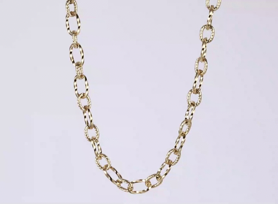 NSS1125 STAINLESS STEEL TWISTED OVAL CHAIN NECKLACE