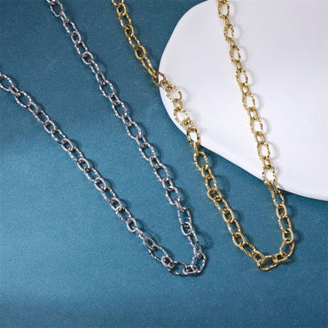 NSS1125 STAINLESS STEEL TWISTED OVAL CHAIN NECKLACE