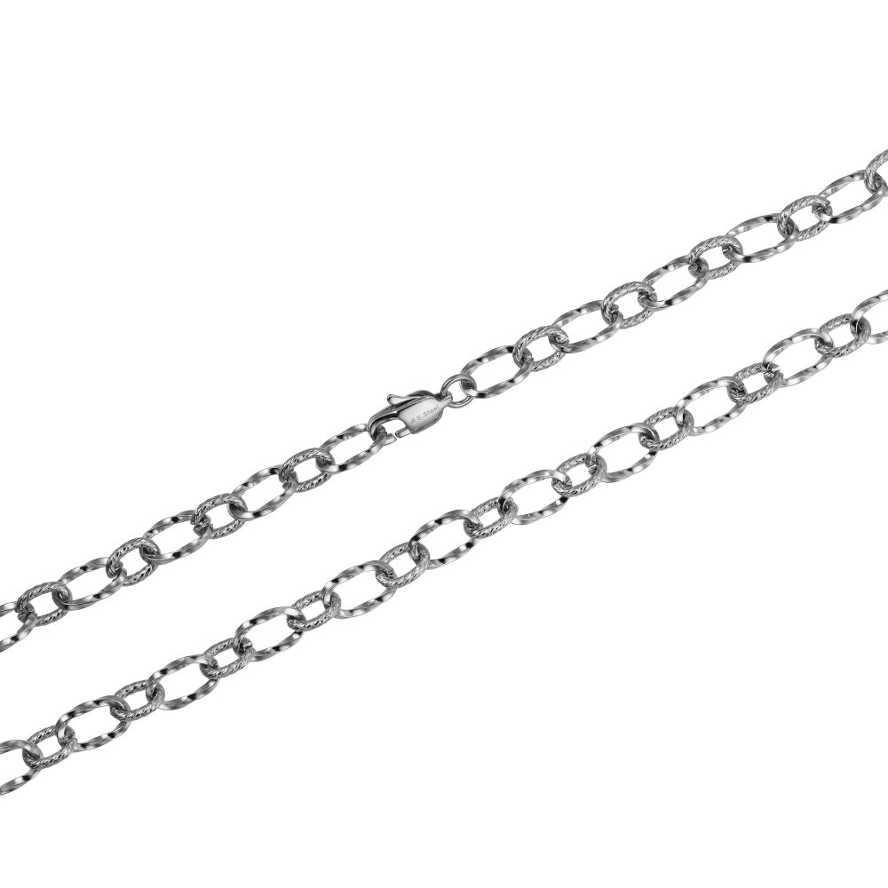 NSS1125 STAINLESS STEEL TWISTED OVAL CHAIN NECKLACE