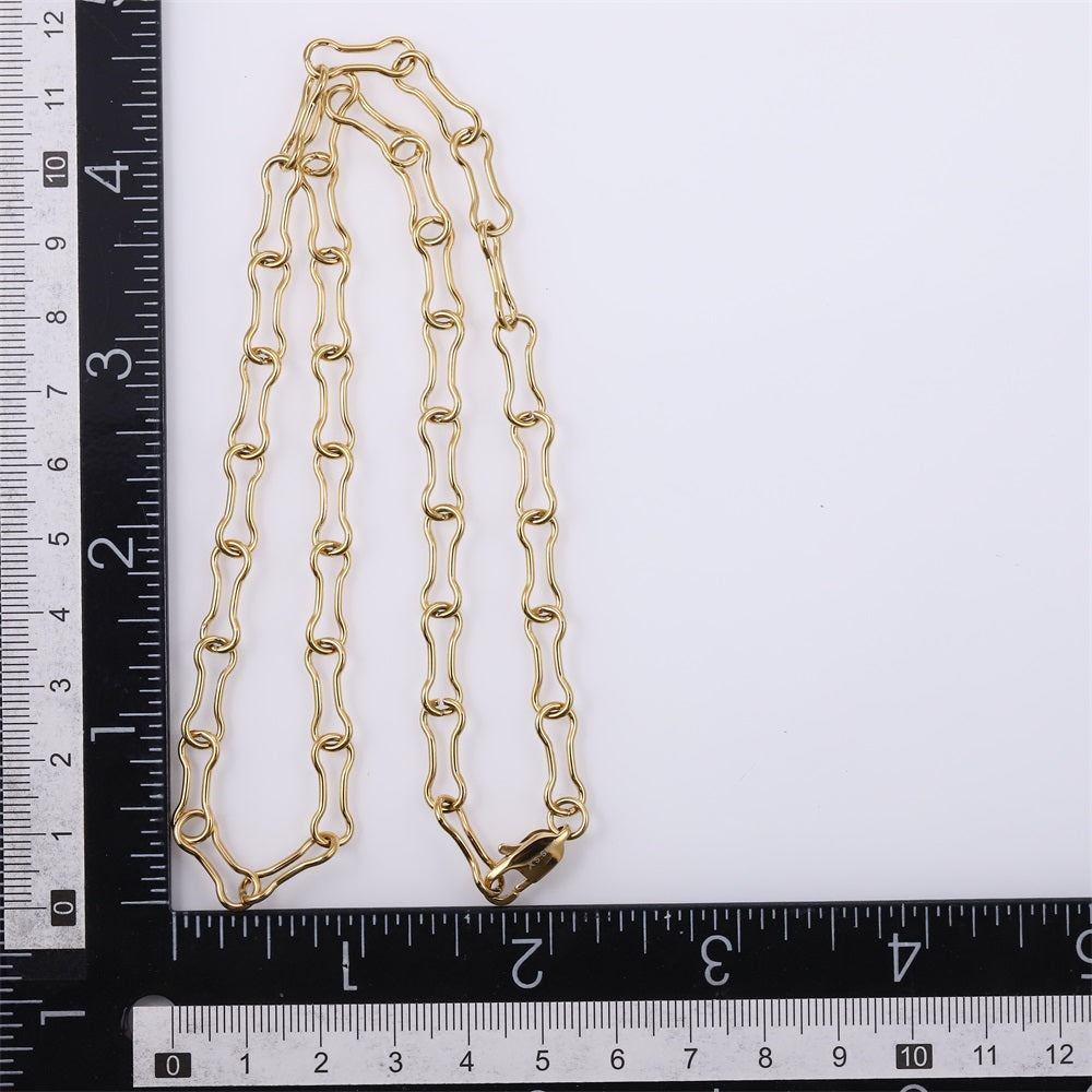 NSS1127 STAINLESS STEEL BONE LINK CHAIN NECKLACE