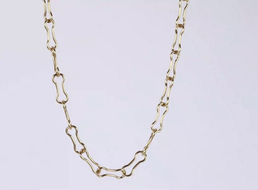 NSS1127 STAINLESS STEEL BONE LINK CHAIN NECKLACE