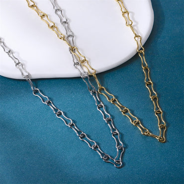 NSS1127 STAINLESS STEEL BONE LINK CHAIN NECKLACE