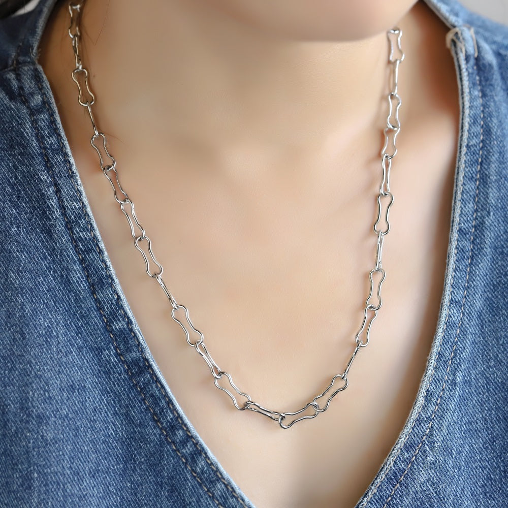 NSS1127 STAINLESS STEEL BONE LINK CHAIN NECKLACE