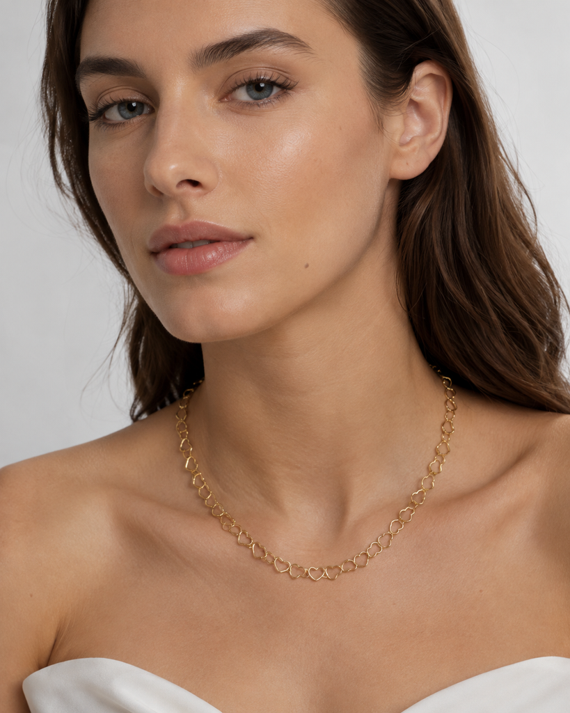 NSS1129 STAINLESS STEEL HEART CHAIN NECKLACE
