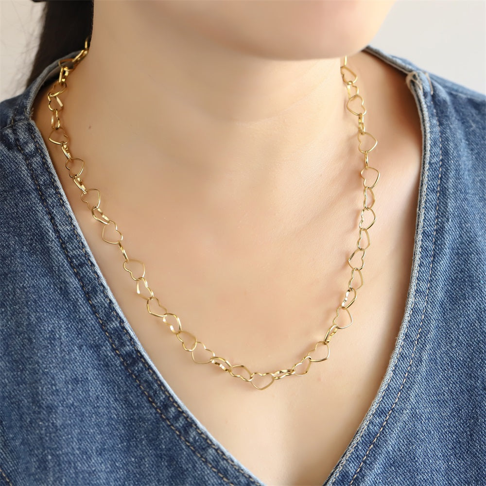 NSS1129 STAINLESS STEEL HEART CHAIN NECKLACE