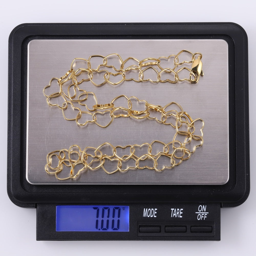 NSS1129 STAINLESS STEEL HEART CHAIN NECKLACE