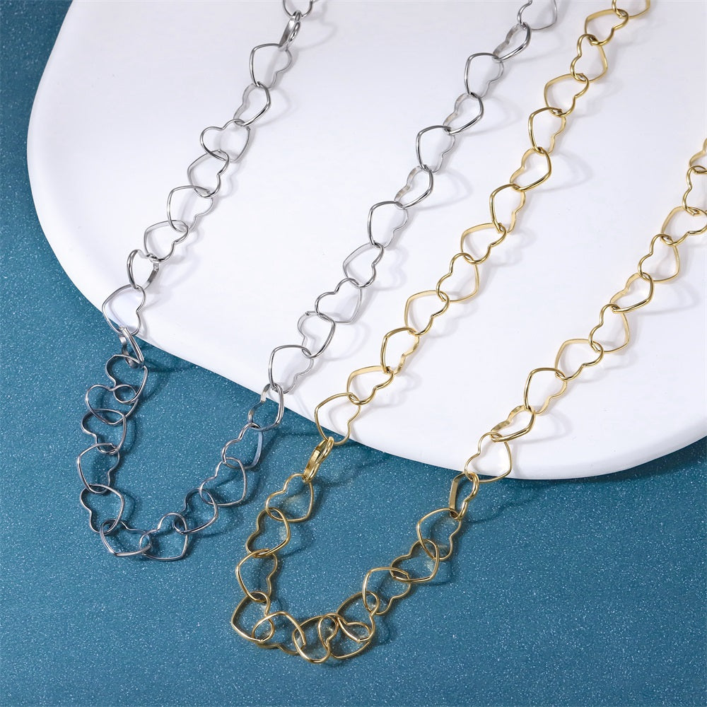NSS1129 STAINLESS STEEL HEART CHAIN NECKLACE