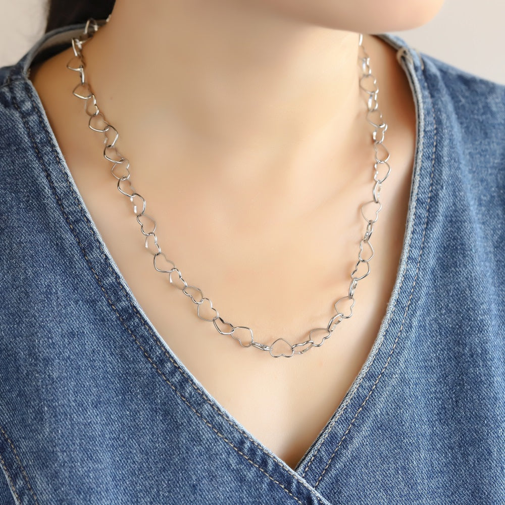 NSS1129 STAINLESS STEEL HEART CHAIN NECKLACE