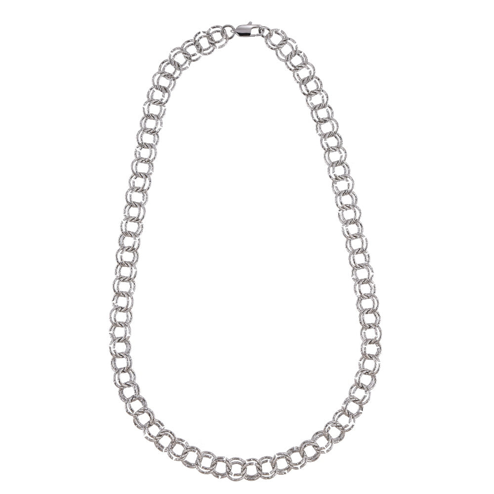 NSS1131 STAINLESS STEEL DOUBLE RING CHAIN NECKLACE