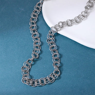 NSS1131 STAINLESS STEEL DOUBLE RING CHAIN NECKLACE