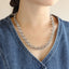 NSS1131 STAINLESS STEEL DOUBLE RING CHAIN NECKLACE