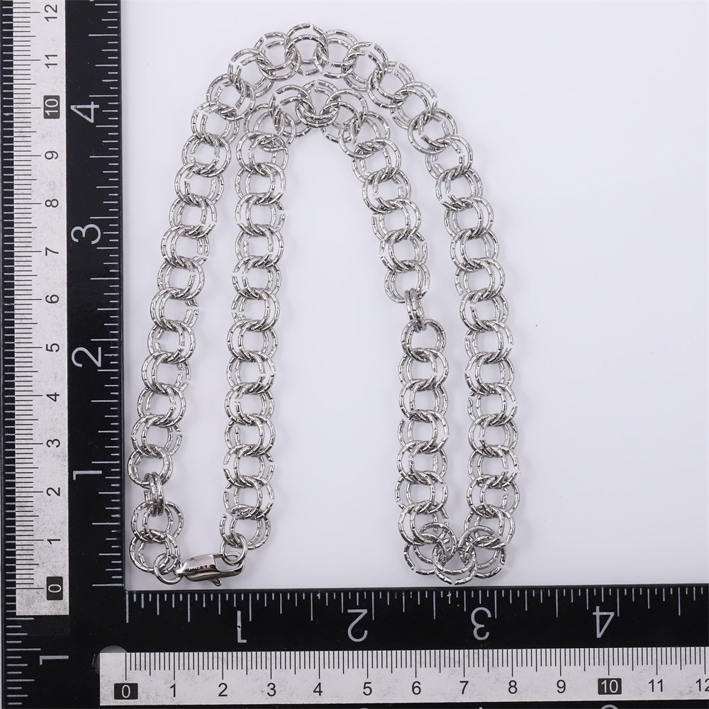 NSS1131 STAINLESS STEEL DOUBLE RING CHAIN NECKLACE