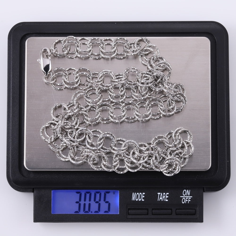 NSS1131 STAINLESS STEEL DOUBLE RING CHAIN NECKLACE