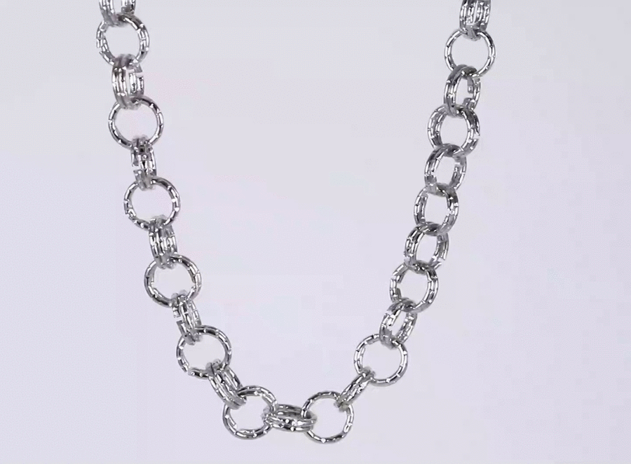 NSS1131 STAINLESS STEEL DOUBLE RING CHAIN NECKLACE