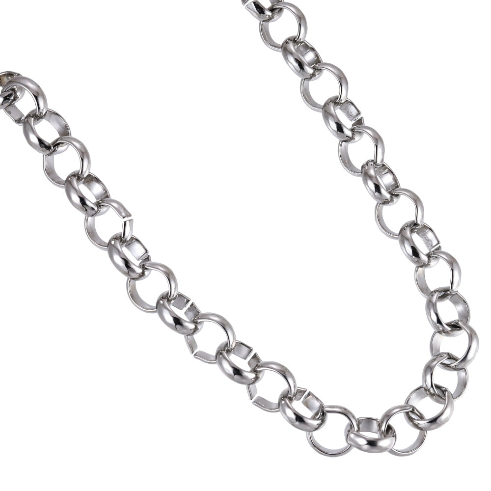 NSS1132 STAINLESS STEEL CHUNKY O RING CHAIN NECKLACE