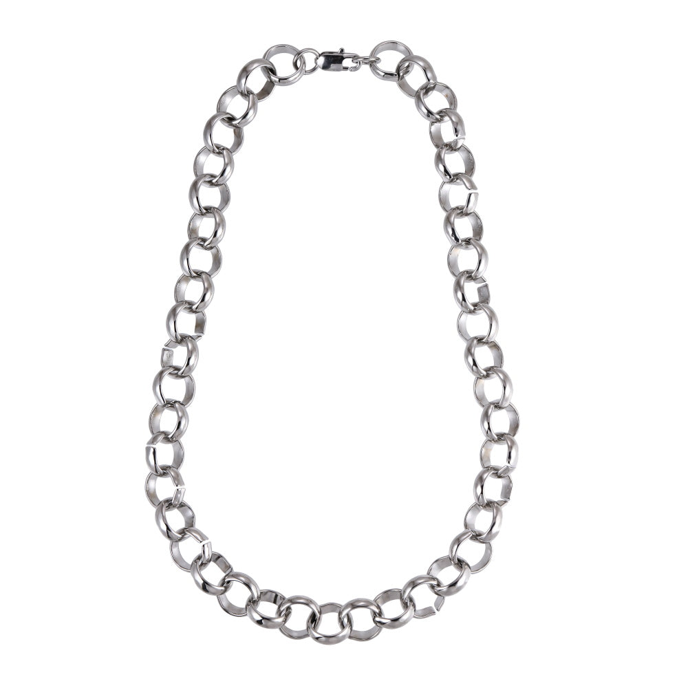 NSS1132 STAINLESS STEEL CHUNKY O RING CHAIN NECKLACE